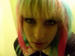 In the shower, a kinky, non-professional emo white bitch is puking.